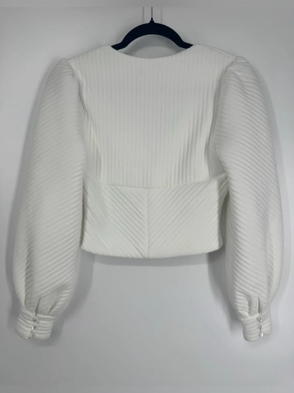 Anthropologie Eri + Ali White Ribbed Puff Sleeve Corset Crop Top Small